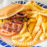Bacon Cheeseburger · With lettuce, tomato, mayo and fries.