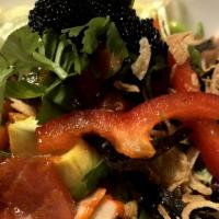 Super Poke Bowl · shredded veggies, jalapenos,spicy mayo, eel sauce, rice, seaweed salad, squid salad, crabmea...