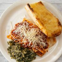 Lasagna · Pasta noodles layered with Mozzarella, Romano cheese, Italian sausage, and our homemade meat...