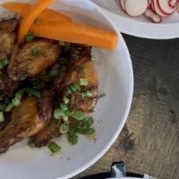 Chicken Wings (8) · Buffalo, BBQ, Mango Habanero, Seasoned, Lemon Pepper or Jack Daniels