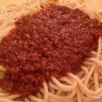 Italian Spaghetti · Topped with rich homemade meat sauce.