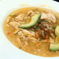 Sopa De Pollo · Made fresh everyday! a zesty chicken broth, full of tender chunks of chicken, pico de gallo,...