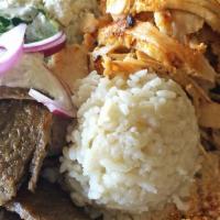 Combination Platter · Two types of meat of your choice ( gyro, chicken, or
beef and lamb)