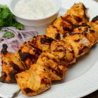 Chicken Kebab Platter · Grilled home marinated chicken breast chunks