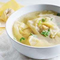 Wonton Soup · Seasoned chicken broth with filled wontons.