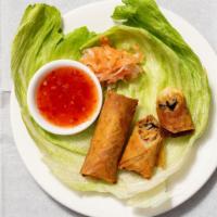 Vietnamese Egg Rolls · 2 pieces. Cha gio. Fried crispy roll with veggies and pork served with homemade sweet chilli...