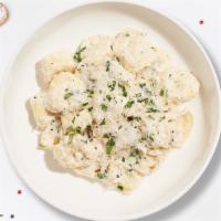 Tortellini Alfredo · Tortellini pasta cooked al dente tossed in creamy white sauce topped aged parmesan.
