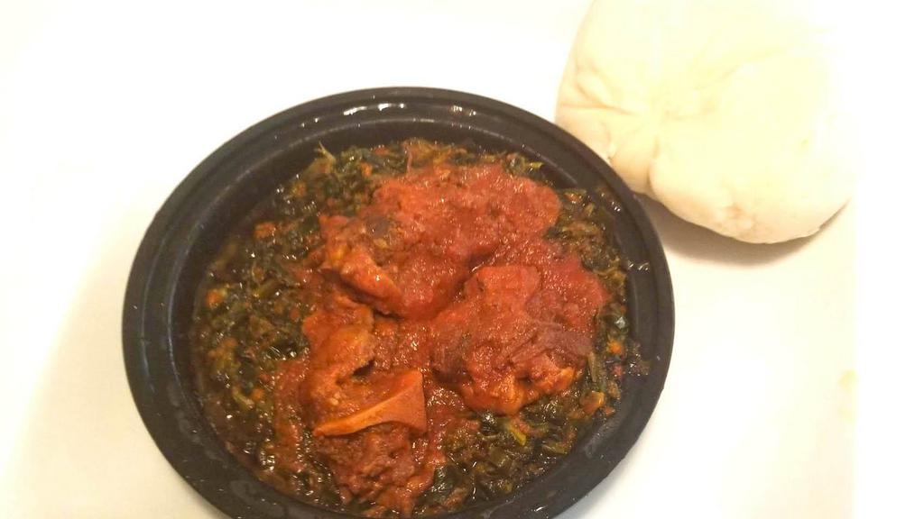 Efo Riro Spinach Soup · Vegetables rich soup (spinach) prepared with pieces of meats in an authentic African herbs and spices.