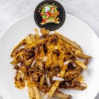 Chili Cheese Fries · Home fries topped with chili, cheese, onions, and jalapeno. If you're interested in a twist,...