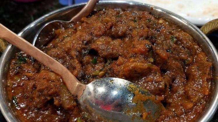Gongura Goat · Gongura mamsam is a spicy lamb curry with the distinctive taste of it main ingredient gongura or sorrel leaves.