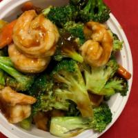 Shrimp With Broccoli  · Shrimp with broccoli and carrot in the brown sauce