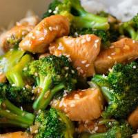 Chicken With Broccoli · Stir fried tender chicken and fresh broccoli in a ginger soy sauce.