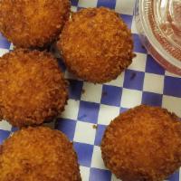 Pimento Cheese Fritters · Homemade pimento cheese breaded in panko bread crumbs and fried to perfection served with a ...