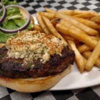 Black & Bleu · Cajun spices, melted bleu cheese, lettuce, tomato, red onions.

This item may contain raw or...
