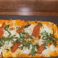Margherita · Fresh mozzarella, C&C cheese blend, fresh basil, tomato.