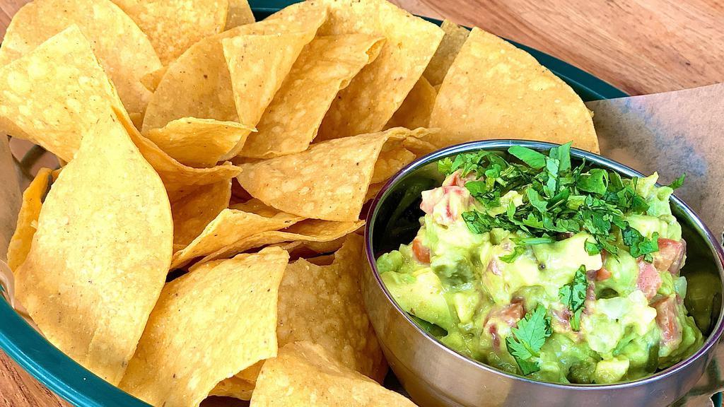 Guacamole · Fresh, made to order with mashed avocado, diced tomatoes, onions, bell peppers, cilantro, and fresh-squeezed lime.  Vegan and gluten free