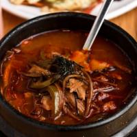 Yukgaejang · Spicy beef brisket and vegetables soup.