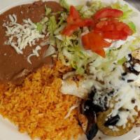Pollo Hawaiano · Cooked with grilled mushrooms, pineapple cheese, served with rice, beans, and corn or flour ...