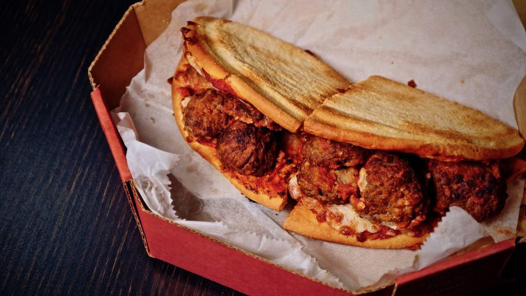 Fox'S Meatball · Italian meatballs served on garlic bread covered with pizza cheese, lettuce and spaghetti sauce (no tomato and mayo-hoagie only). Half hoagie 690 cal.