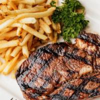 Hawaiian Ribeye · Marinated in pineapple and ginger, served with house cut French fries.