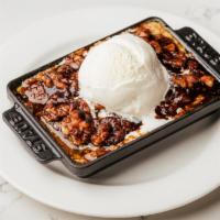 Walnut Apple Cobbler · Served warm, topped with vanilla ice cream.