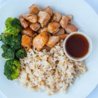 Teriyaki Chicken · Served with onions zucchini and your choice of fried rice white rice or soba noodles. includ...
