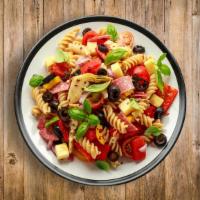 Signature Antipasto Salad · Fresh roasted peppers, fresh mozzarella, prosciutto di Parma, genoa salami, black and green ...