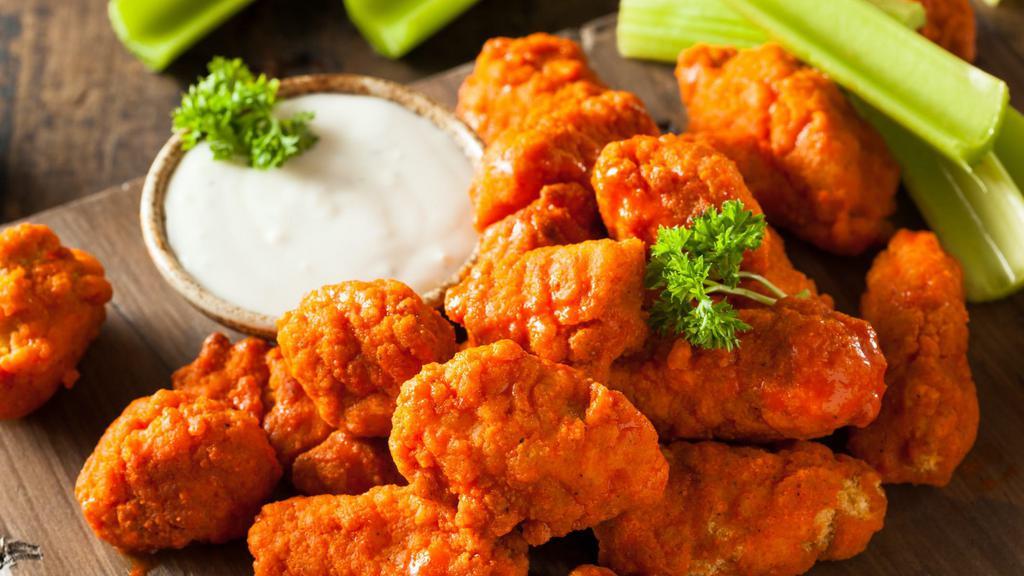 Boneless Wings · Your choice of mild, hot, or BBQ wings.