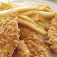 Kid'S Chicken Fingers & French Fries · Delicious chicken tenders with french fries.