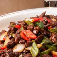 Black Pepper Beef · Onion and mushroom. Spicy