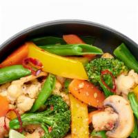 Mixed Vegetable With Brown Sauce · Broccoli, mushroom, zucchini, cucumber, bamboo,
baby corn, and carrot.