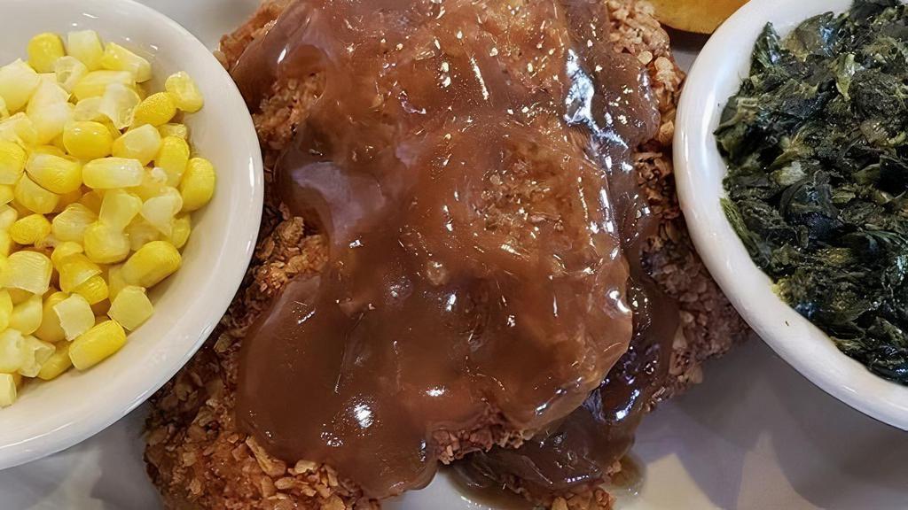 Saturday Only: Pork Chops · Two grilled or fried pork chops served with gravy & two sides