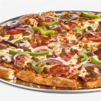 Milano Pizza · Hand toast pizza with our red pizza sauce and grilled chicken and green peppers onion tomato...