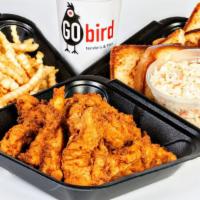 Gobird Family Pack · 14 tenders | pint of coleslaw | fries for 4 | 4 slice texas toast | 5 bird sauces.