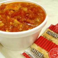 Brunswick Stew Pint · Made with fresh tomatoes, chicken, potatoes, beans, onions, and ham.