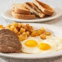 The All-American Breakfast · Choice of one Meat (Sausage Patties or Links), Smoked Bacon or City Ham)