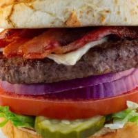 Bacon Cheeseburger · Crispy bacon, American cheese, lettuce, tomato and mayo
