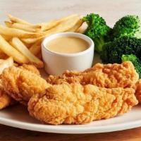 Chicken Tender Platter · Crispy white-meat tenders served with honey mustard sauce. Served with two freshly made sides.