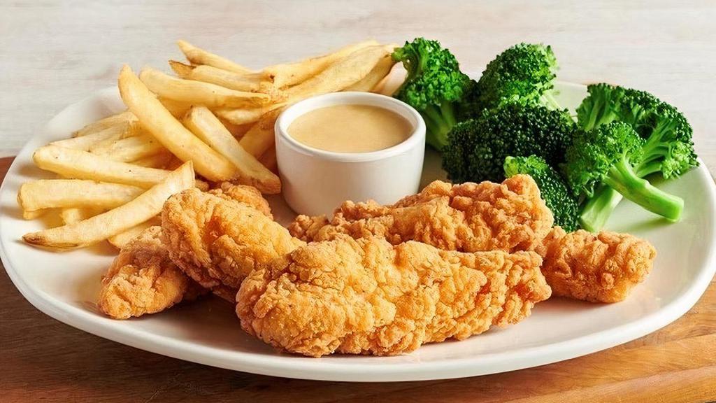 Chicken Tender Platter · Crispy white-meat tenders served with honey mustard sauce. Served with two freshly made sides.