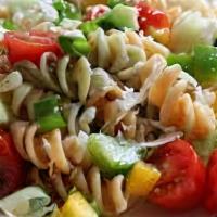 Pasta Salad · Made with pasta, tomatoes, red pepper and parmesan with buttermilk ranch dressing