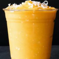 Bohemian Colada · Pineapple juice, almond milk, mango, coconut, banana, agave.
370 Calories