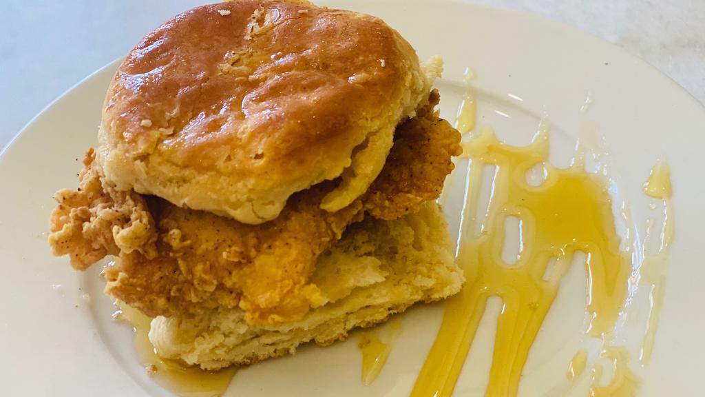 Hollygrove Chicken Biscuit · Honey Tabasco marinated chicken with biscuit