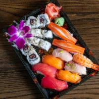Deluxe Sushi Plate · 9 Nigiri and Tuna roll.

Eating raw or undercooked meats, seafood, and shellfish may cause s...