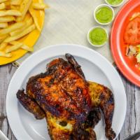 Peruvian Roasted Chicken · Most popular. Order of chicken(1/4) served with choice of 2 sides. Add extra sauce for an ad...