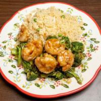 Sesame Chicken · Served with white and brown rice.