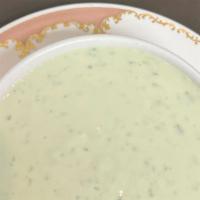 Green Yogurt Dressing (8 Oz.) · Yogurt, Cilantro and Garlic.