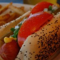 Chicago Style Hot Dog · A Chicago favorite since 1893.  100% all beef Vienna brand frankfurter served on a steamed p...