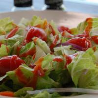 Side Salad · Chopped romaine, cherry tomatoes, carrots, cucumbers, red onions