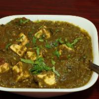 Paneer Saag · Paneer (cottage cheese)  cooked in a leafy based sauce, saag (spinach) with a touch of cream...