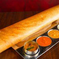 Mysore Masala Dosai · Same as the plain but brushed with mysore masala and masala topping.